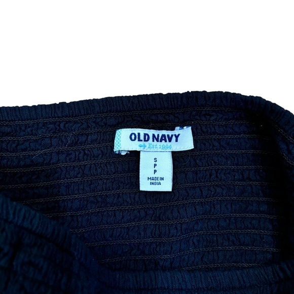 Old Navy black rayon lined strapless smocked top flowy dress women’s size small - Picture 5 of 8